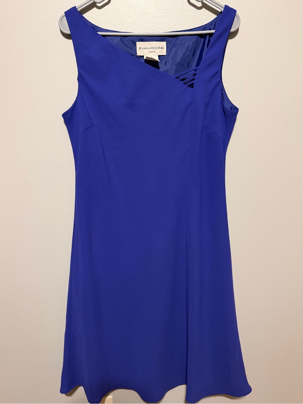 EVAN-PICONE Cobalt Blue Caged Cutout Cocktail Dress Midi Size 14